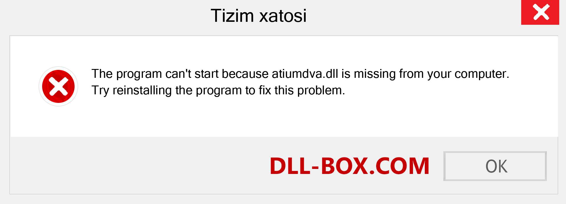 atiumdva.dll fayli yo'qolganmi?. Windows 7, 8, 10 uchun yuklab olish - Windowsda atiumdva dll etishmayotgan xatoni tuzating, rasmlar, rasmlar